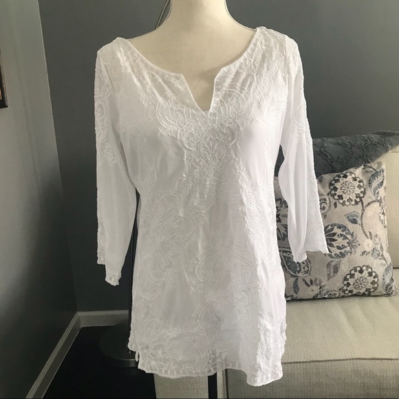 White House Black Market Tops - WHMB White Sheer Tunic